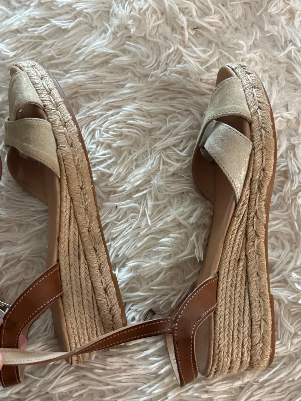 Cordani Gold and Brown Leather Crisscross Sandals - Women's